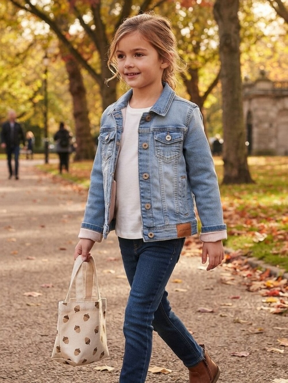 Abercrombie kids Light Denim Jacket with Pink Lining